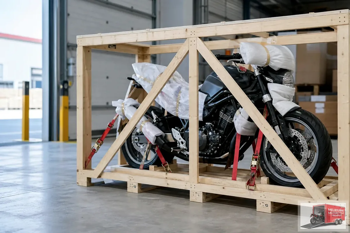 Motorcycle export crating preparation in Australia